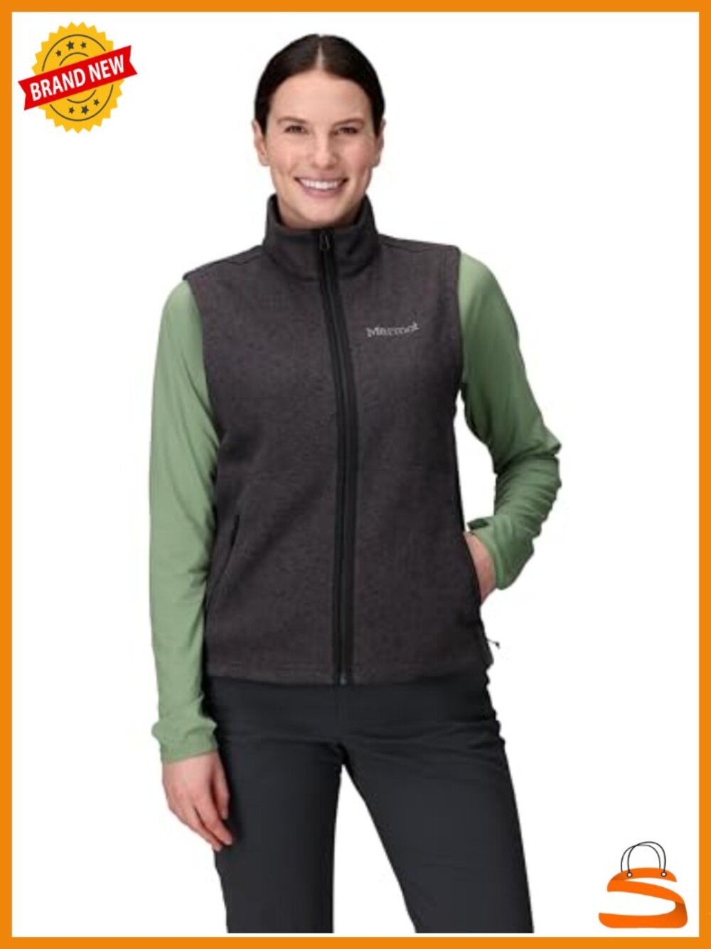 Womens Lightweight Sweater Fleece Vest Zippered Chest Pocket
